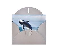 Gray MJHKXLJ Whales at sea Prints Pearlized Greeting Card - Envelope Included - Perfect for Christmas, Birthdays, Valentines, Weddings, and More