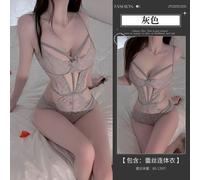 (gray, one size fits all) Sex underwear pure desire sexy royal sister temptation lace underwear perspective free onesie women's purple suit