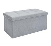 (Gray) Ottoman Storage Seat Stool Trunk Toy Chest Bedding