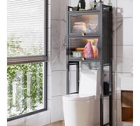 Gray Over-the-Toilet Storage nizer 3-Shelf Bathroom Rack with Door Space-Saving Wall-Mounted Unit 50cm Wide Ideal for Small Spaces