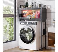 Gray Over-The-Toilet Storage nizer Space-Saving Bathroom Shelving Unit with Doors 2 Wide Shelves (70cm) for Efficient Bathroom nization