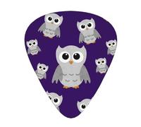 Gray Owls On Purple Guitar Pick 12 Packs Guitar Plectrums Best Musical Gift Including 0.46mm/0.71mm/0.96mm