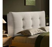 Gray,Paste 47"/Full,Linen Headboard Upholstered Oversized Backrest,Rectangle Support Bedside Cushion,Solid Color Lumbar Positioning Pillowboard Dorm Tatami Resting Bolster