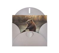 Gray Pearlescent Paper Holiday Cards 4"x6" YYHHAOFA beaver working Pattern Greeting Cards for Christmas, Birthday, Wedding Anniversary & Party Invitations