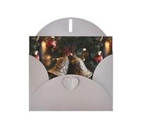 Gray Pearlescent Paper Holiday Cards 4"x6" YYHHAOFA Bells on Christmas tree Pattern Greeting Cards for Christmas, Birthday, Wedding Anniversary & Party Invitations