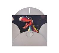 Gray Pearlescent Paper Holiday Cards 4"x6" YYHHAOFA big-mouthed dinosaur Pattern Greeting Cards for Christmas, Birthday, Wedding Anniversary & Party Invitations