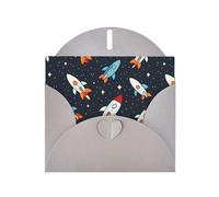 Gray Pearlescent Paper Holiday Cards 4"x6" YYHHAOFA Cartoon rocket launch direction Pattern Greeting Cards for Christmas, Birthday, Wedding Anniversary & Party Invitations