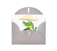 Gray Pearlescent Paper Holiday Cards 4"x6" YYHHAOFA Crocodile under the parasol Pattern Greeting Cards for Christmas, Birthday, Wedding Anniversary & Party Invitations