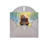 Gray Pearlescent Paper Holiday Cards 4"x6" YYHHAOFA cute beaver Pattern Greeting Cards for Christmas, Birthday, Wedding Anniversary & Party Invitations