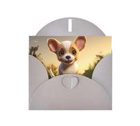 Gray Pearlescent Paper Holiday Cards 4"x6" YYHHAOFA cute chihuahua Pattern Greeting Cards for Christmas, Birthday, Wedding Anniversary & Party Invitations