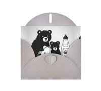 Gray Pearlescent Paper Holiday Cards 4"x6" YYHHAOFA Cute milk bottle bear Pattern Greeting Cards for Christmas, Birthday, Wedding Anniversary & Party Invitations