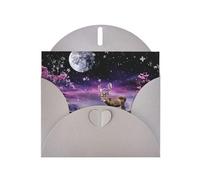 Gray Pearlescent Paper Holiday Cards 4"x6" YYHHAOFA Deer in moonlight Pattern Greeting Cards for Christmas, Birthday, Wedding Anniversary & Party Invitations