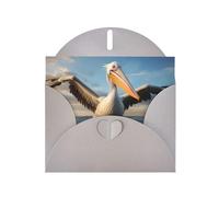 Gray Pearlescent Paper Holiday Cards 4"x6" YYHHAOFA funny pelican Pattern Greeting Cards for Christmas, Birthday, Wedding Anniversary & Party Invitations