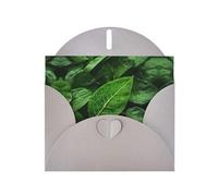 Gray Pearlescent Paper Holiday Cards 4"x6" YYHHAOFA Green Leaf Nature Pattern Greeting Cards for Christmas, Birthday, Wedding Anniversary & Party Invitations