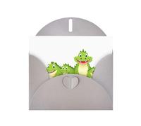 Gray Pearlescent Paper Holiday Cards 4"x6" YYHHAOFA Happy crocodile family Pattern Greeting Cards for Christmas, Birthday, Wedding Anniversary & Party Invitations