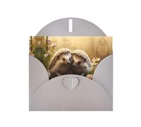 Gray Pearlescent Paper Holiday Cards 4"x6" YYHHAOFA Nature Lovely Hedgehog Lovers Pattern Greeting Cards for Christmas, Birthday, Wedding Anniversary & Party Invitations
