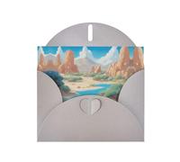 Gray Pearlescent Paper Holiday Cards 4"x6" YYHHAOFA oasis in the desert Pattern Greeting Cards for Christmas, Birthday, Wedding Anniversary & Party Invitations