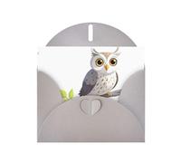 Gray Pearlescent Paper Holiday Cards 4"x6" YYHHAOFA Owl chirping on a willow branch Pattern Greeting Cards for Christmas, Birthday, Wedding Anniversary & Party Invitations