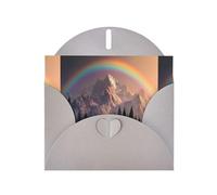 Gray Pearlescent Paper Holiday Cards 4"x6" YYHHAOFA Rainbow behind the mountains Pattern Greeting Cards for Christmas, Birthday, Wedding Anniversary & Party Invitations