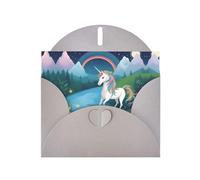 Gray Pearlescent Paper Holiday Cards 4"x6" YYHHAOFA running unicorns Pattern Greeting Cards for Christmas, Birthday, Wedding Anniversary & Party Invitations