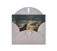 Gray Pearlescent Paper Holiday Cards 4"x6" YYHHAOFA Sea lions on the coast Pattern Greeting Cards for Christmas, Birthday, Wedding Anniversary & Party Invitations