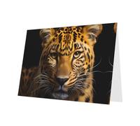 Gray Pearlescent Paper Holiday Cards 4"x6" YYHHAOFA The deep-eyed leopard Pattern Greeting Cards for Christmas, Birthday, Wedding Anniversary & Party Invitations