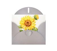 Gray Pearlescent Paper Holiday Cards 4"x6" YYHHAOFA Watercolor sunflower Pattern Greeting Cards for Christmas, Birthday, Wedding Anniversary & Party Invitations