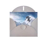 Gray Pearlescent Paper Holiday Cards 4"x6" YYHHAOFA Winter Skiing Pattern Greeting Cards for Christmas, Birthday, Wedding Anniversary & Party Invitations