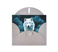 Gray Pearlescent Paper Holiday Cards 4"x6" YYHHAOFA Wolf With Smoke Pattern Greeting Cards for Christmas, Birthday, Wedding Anniversary & Party Invitations
