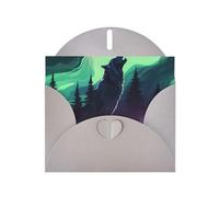 Gray Pearlescent Paper Holiday Cards 4"x6" YYHHAOFA wolves howl in the northern lights Pattern Greeting Cards for Christmas, Birthday, Wedding Anniversary & Party Invitations