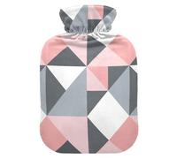 Gray Pink Irregular Triangle hot-Water Bottle with Soft Cover, 2L Warm Compress for Hot and Cold Therapies, Period Cramps, Bolsa de calor para Dolor Menstrual