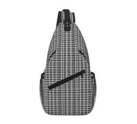 Gray plaid lines Crossbody Sling Bag Men Women, Casual Shoulder Backpack, Chest Daypack Satchel for Hiking Travel