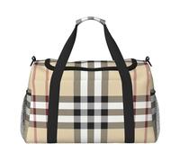 Gray plaid lines Hand Travel Bag - Large Reusable Shopping Tote Bag, Perfect for Outdoor Activities, Sports, Camping & Groceries, Black, One Size