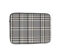 Gray Plaid Lines Laptop Case 12 inch, Water Resistant Laptop Sleeve Shockproof Protective Traveling Computer Bag Portable Business Briefcase for Men Women