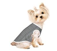 Gray Plaid Lines Print Dog Lightweight Shirt,Summer Cool Breathable Dog T-Shirts,Pet Sleeveless Stretchy Clothes