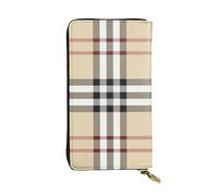 Gray plaid lines Print Leather Long Clutch Wallet – Fashionable Personalized Wallet, Multiple Card Slots, Gift Ready, Black, One Size
