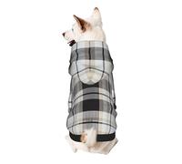 Gray plaid lines Printed Dog Hoodie Soft Dog Sweatshirt Cute Cat Dog Clothes for Small Dogs Kitten Puppy, XS