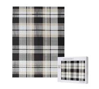 Gray plaid lines Printed Jigsaw Puzzle with Storage Box, Wooden Puzzle for Adults and Kids, 500 Pieces Family Fun Decorative Game, 38x52 CM
