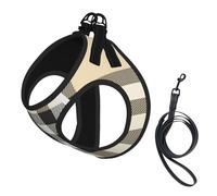 Gray Plaid Lines Printing Dog Summer Harness,Soft Light Puppy Vest,Breathable Pet Harness Reflective For Easy Walking