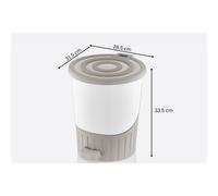 (Gray) Plastic Waste Bin with Lid Handle Pedal 14L