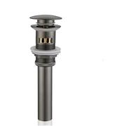 Gray Pop Up Drain Bathroom Sink Vessel Vanity Brushed Gold Solid Brass Assembly Replacement Kits Stopper, Flip Top, Overflow for Kitchen Bathroom(Grey with)