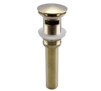 Gray Pop Up Drain Bathroom Sink Vessel Vanity Brushed Gold Solid Brass Assembly Replacement Kits Stopper, Flip Top, Overflow for Kitchen Bathroom(BG with overflow)