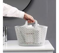 Gray Portable Shower Box Tote Bag with Handles Flexible Plastic Storage Bath Organizer Hanging Shower Caddy Laundry Basket For Bathroom Pantry Kitchen College Dorms, Apartments, and Gyms