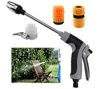 Gray Power Pressure Washer Wand with 3 Quick Connectors, 360° Rotating High Pressure Water Hose Nozzle with Long Rod & 3 Spray Modes, Portable Water Hose Sprayer for Car Wash Floor Garden (Gray)