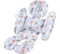 (gray) Pram Baby Car Seat Cushion | Stroller Head Body Support Insert - Cotton Fabric Stroller Cushion Insert for Baby Cradles, Strollers, and Car Seats