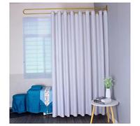 Gray Privacy Partition Curtains with Metal Wall Mount Room Divider Hanging Kit for Bedroom Salon Lounge230 cm Adjustable Track System