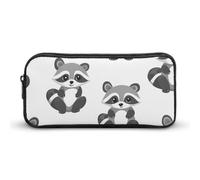 Gray Raccoons Pattern Simple Pencil Case Big Capacity Pouch Box Travel Makeup Bag