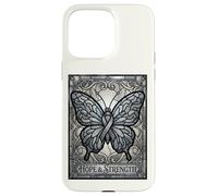 Gray Ribbon Butterfly Stained Glass Brain Tumor Awareness Case for iPhone 15 Pro Max