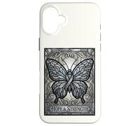 Gray Ribbon Butterfly Stained Glass Brain Tumor Awareness Case for iPhone 16 Plus