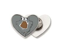gray scary scared emotion Heart Metal Pin Brooch Clip Love